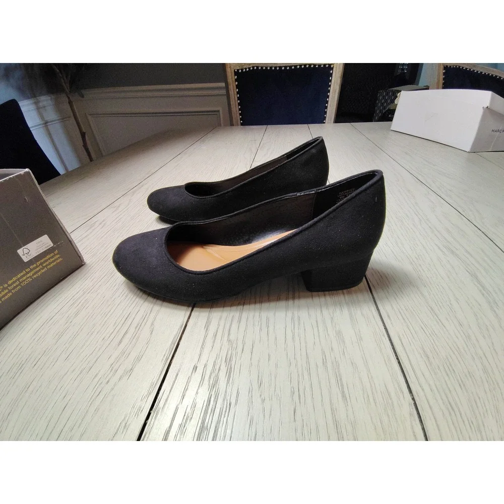 Style & Co Gerrieef Black Microfiber Round Toe Low Block Heel Pumps‎ Womens 6M